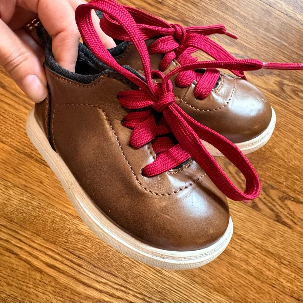 Toddler Boy Size 5 Dress Shoes Brown American Eagle Skid Resistant Faux Leather